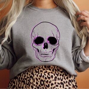 Women’s‎ Skull Crewneck Sweatshirt Unisex Pullover
